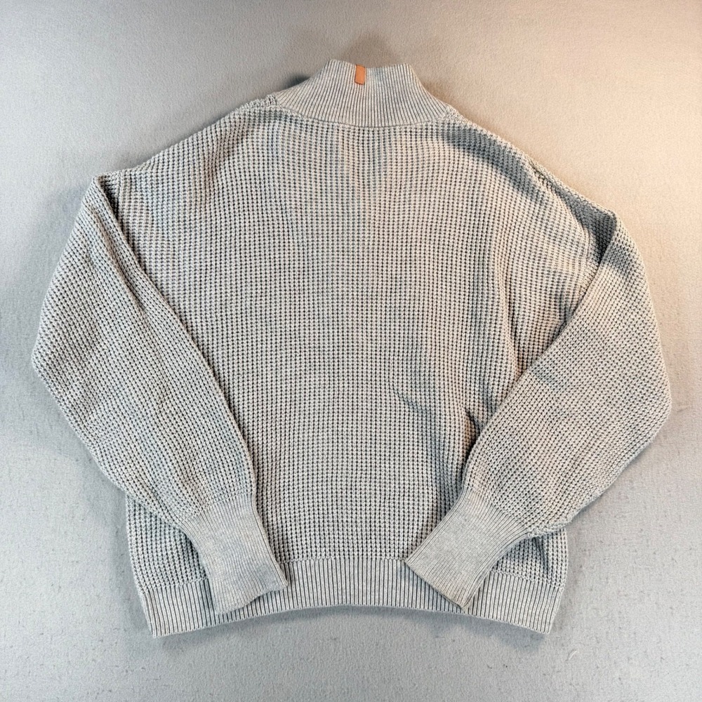 Lunya Good In Bed Organic Cotton Silk Waffle Knit Henley Sweater Grey XS/S - Picture 9 of 9